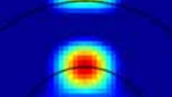 Ultrafast electron diffraction image of CS2 molecule, similar to that of the molecule's ground state.