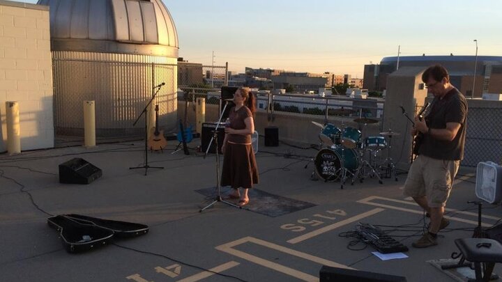 Cyndy Petersen and Christian Binek play covers with their band Fluffy Psycho Bunnies