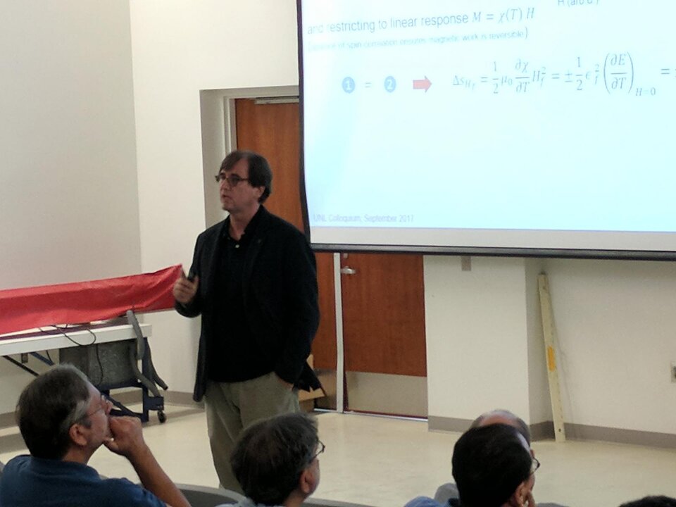 Binek speaking at colloquium